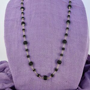 34  3/4" black Tulasi bead necklace